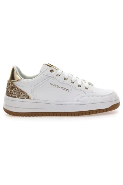 Sneakers bianche con dettagli oro glitterati 51772C1170-MARIELLA BURANI Online