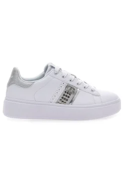 Sneakers Bianche con Dettagli Argentati ANNUNZIATA LTH-COTTON BELT Clearance
