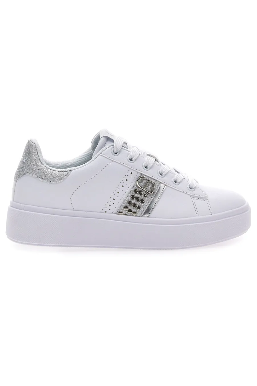 Sneakers Bianche con Dettagli Argentati ANNUNZIATA LTH-COTTON BELT Clearance