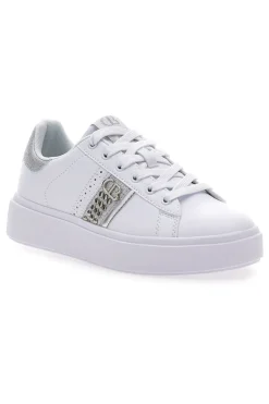 Sneakers Bianche con Dettagli Argentati ANNUNZIATA LTH-COTTON BELT Clearance