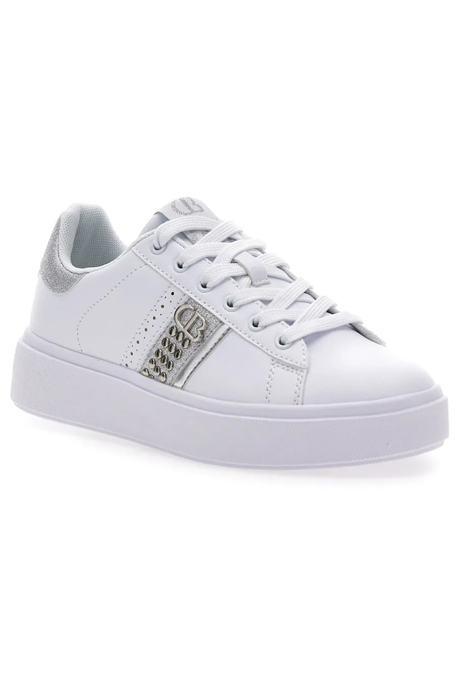 Sneakers Bianche con Dettagli Argentati ANNUNZIATA LTH-COTTON BELT Clearance