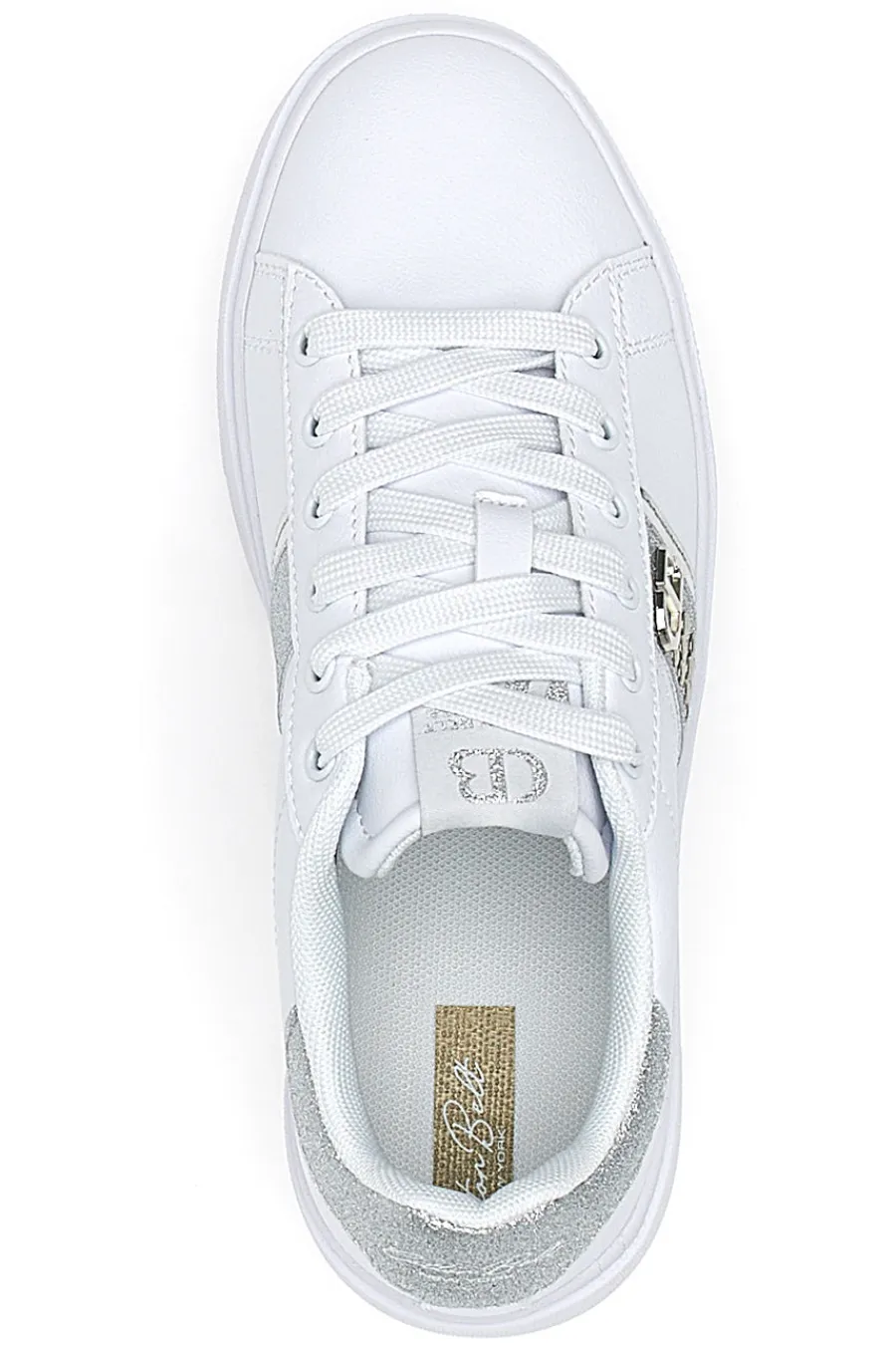 Sneakers Bianche con Dettagli Argentati ANNUNZIATA LTH-COTTON BELT Clearance