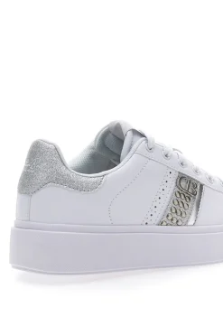 Sneakers Bianche con Dettagli Argentati ANNUNZIATA LTH-COTTON BELT Clearance