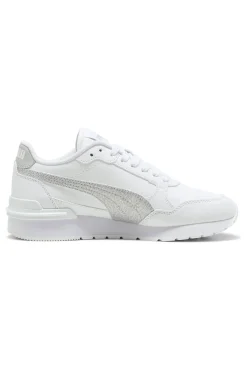 Sneakers bianche con glitter argento ST Runner v4 SL Glitter Jr-PUMA