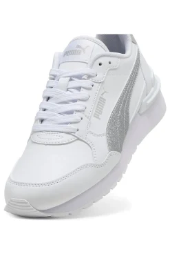 Sneakers bianche con glitter argento ST Runner v4 SL Glitter Jr-PUMA