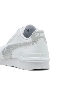 Sneakers bianche con glitter argento ST Runner v4 SL Glitter Jr-PUMA