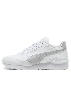 Sneakers bianche con glitter argento ST Runner v4 SL Glitter Jr-PUMA
