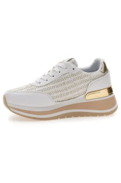 Sneakers bianche con inserti oro e fondo rialzato 9636-LAURA BIAGIOTTI Hot