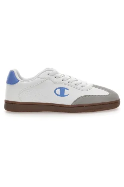 Sneakers Bianche con Logo Azzurro e Suola in Gomma PRESTIGE MIX MATERIAL-CHAMPION Online