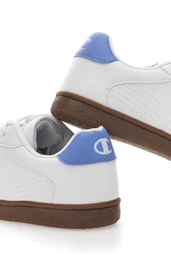 Sneakers Bianche con Logo Azzurro e Suola in Gomma PRESTIGE MIX MATERIAL-CHAMPION Online