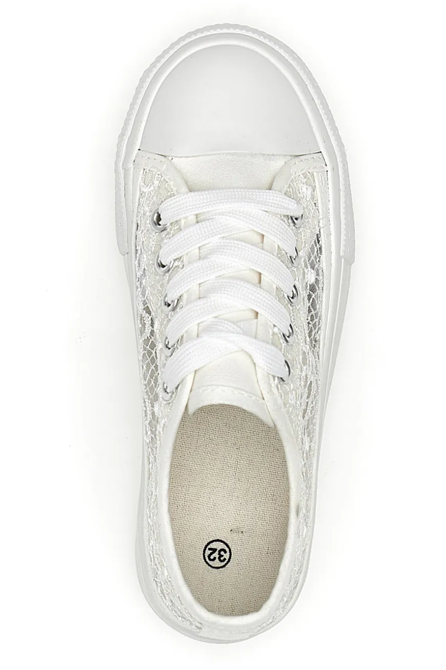 Sneakers bianche con pizzo suola flatform ENERGY E111