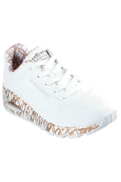 Sneakers bianche con stampa cuori oro rosa e cuscinetto ad aria UNO Loving Love-SKECHERS Sale