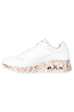 Sneakers bianche con stampa cuori oro rosa e cuscinetto ad aria UNO Loving Love-SKECHERS Sale
