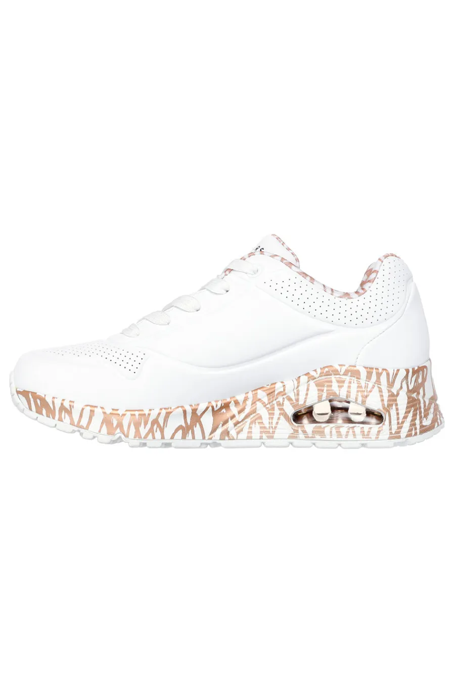 Sneakers bianche con stampa cuori oro rosa e cuscinetto ad aria UNO Loving Love-SKECHERS Sale