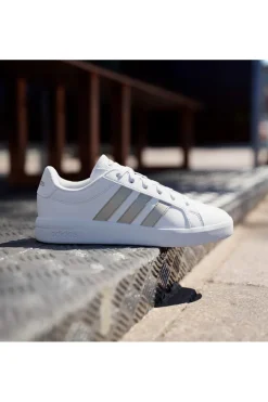 Sneakers bianche con strisce dorate in pelle sintetica riciclata Grand Court Base 3.0-ADIDAS Discount
