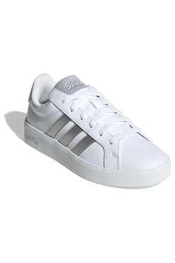 Sneakers bianche con strisce argento in pelle sintetica Grand Court 3 J-ADIDAS