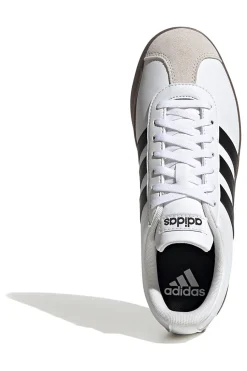 Sneakers bianche con strisce nere e punta in suede VL Court Base-ADIDAS