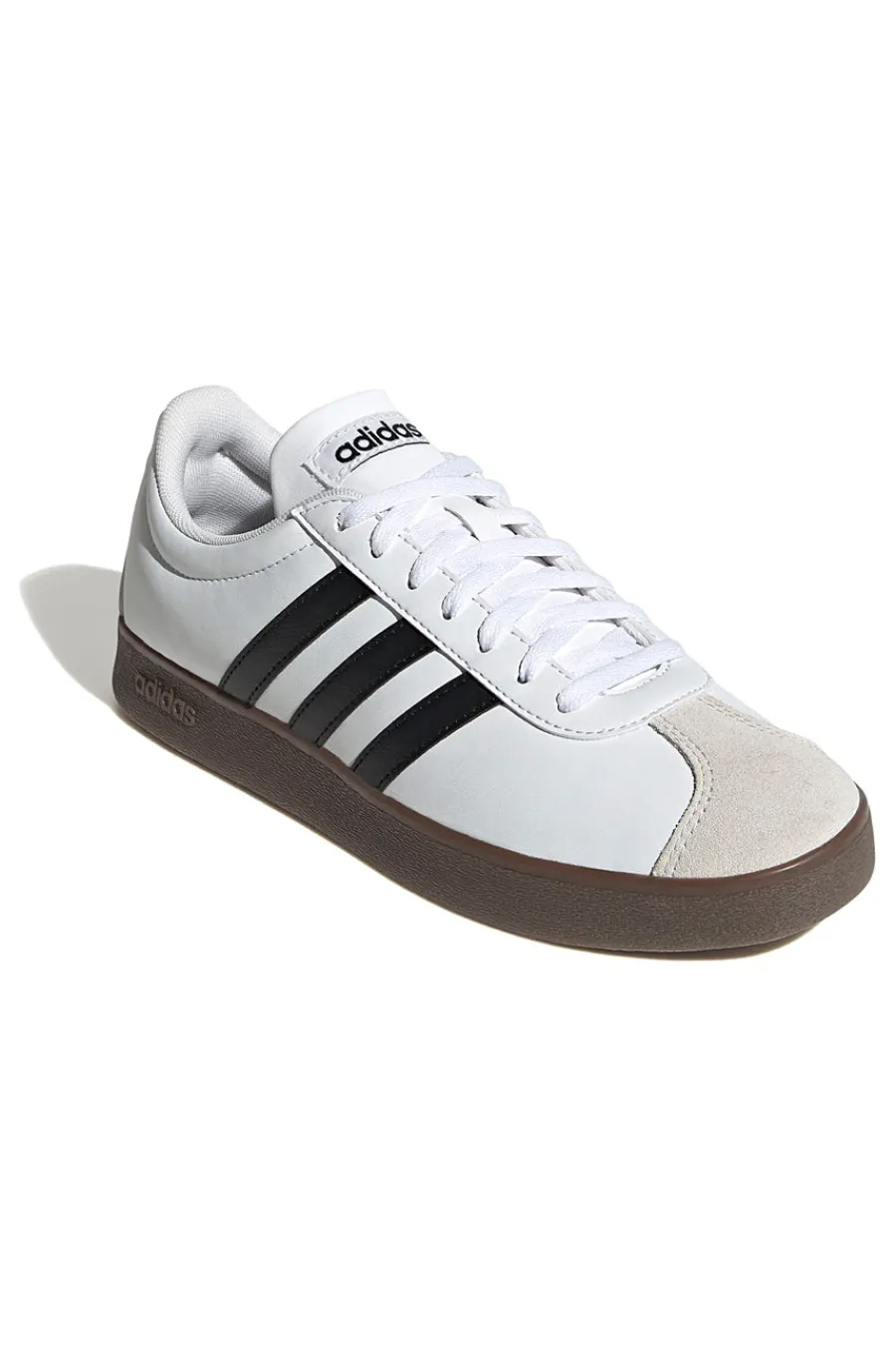 Sneakers bianche con strisce nere e punta in suede VL Court Base-ADIDAS