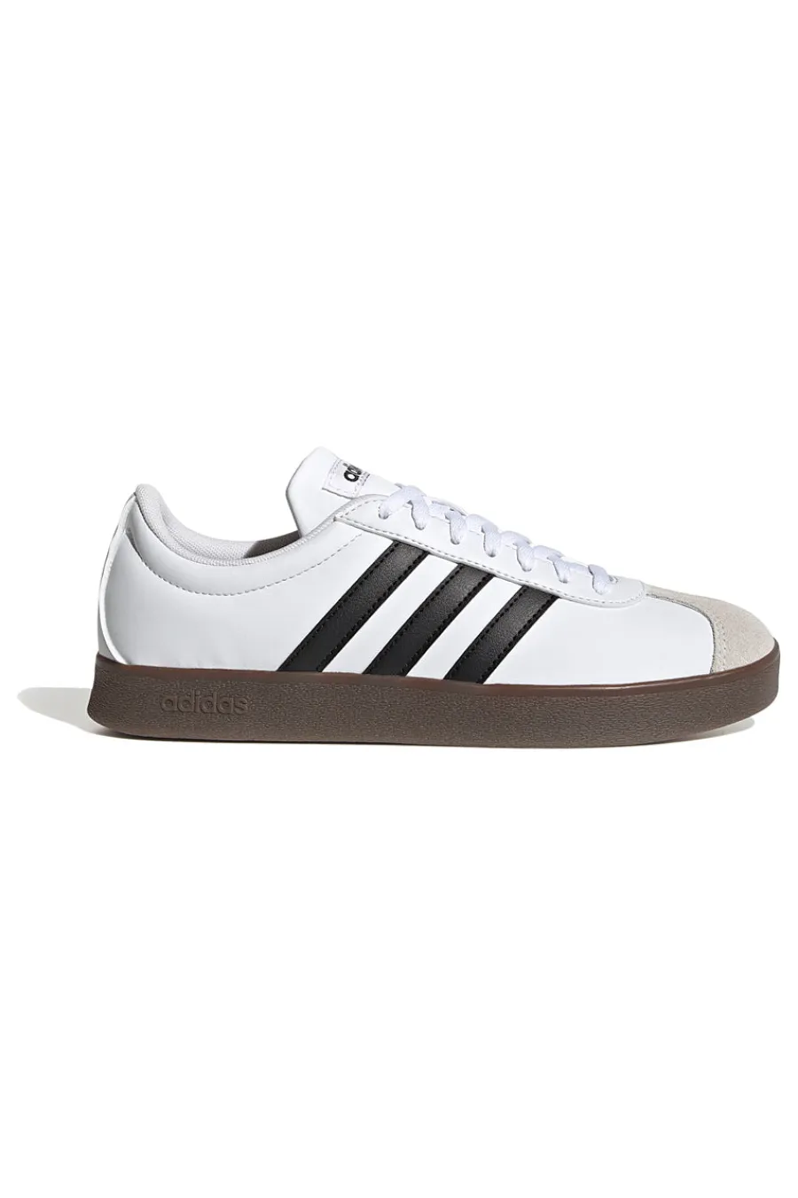Sneakers bianche con strisce nere e punta in suede VL Court Base-ADIDAS