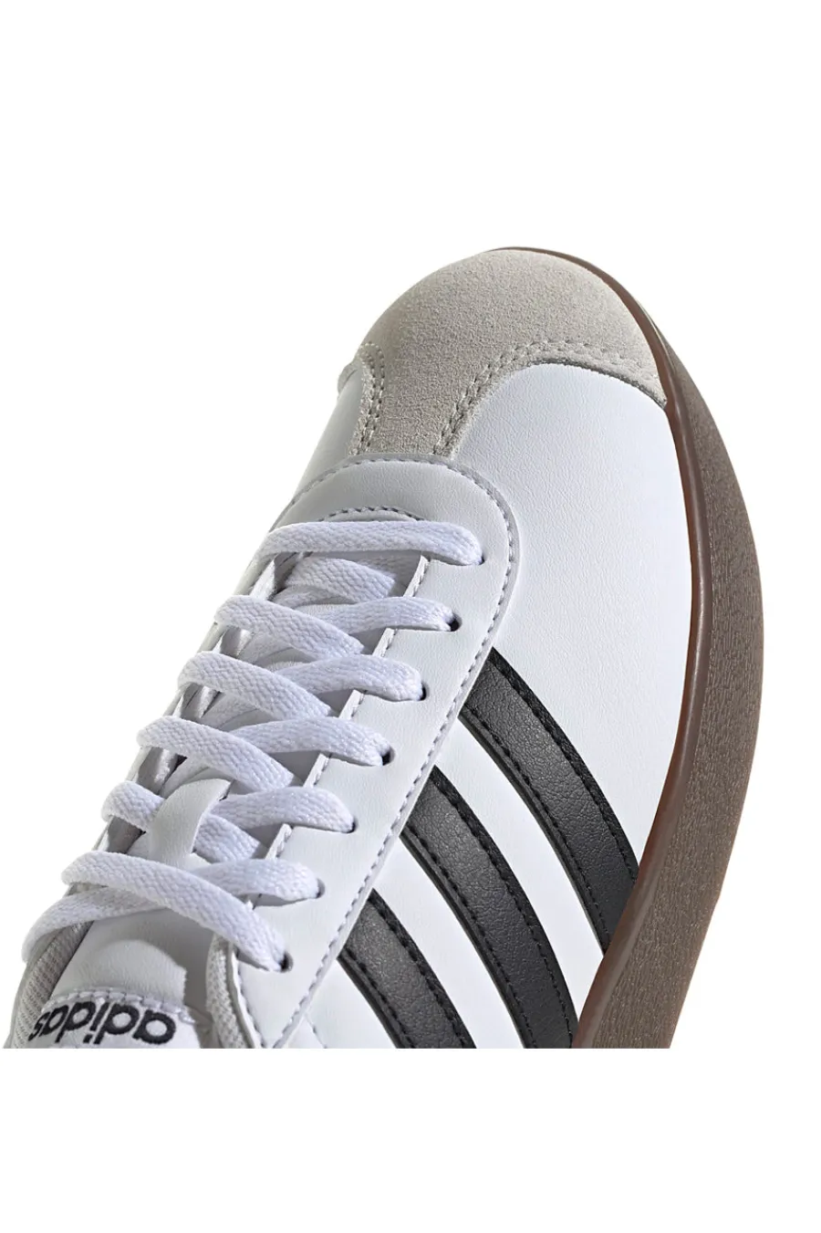 Sneakers bianche con strisce nere e punta in suede VL Court Base-ADIDAS