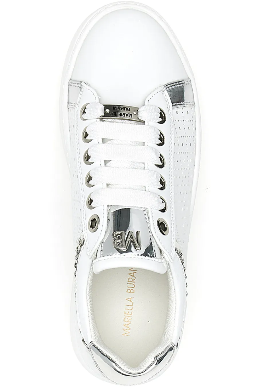 Sneakers Bianche con Tomaia Decorata e Platform 50251-MARIELLA BURANI Outlet