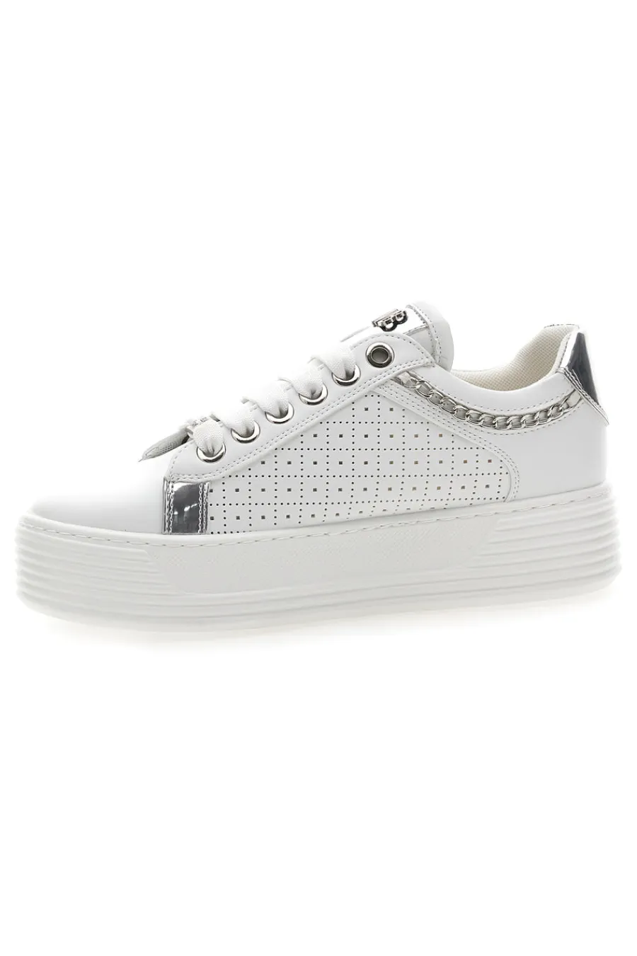 Sneakers Bianche con Tomaia Decorata e Platform 50251-MARIELLA BURANI Outlet