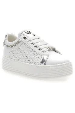 Sneakers Bianche con Tomaia Decorata e Platform 50251-MARIELLA BURANI Outlet