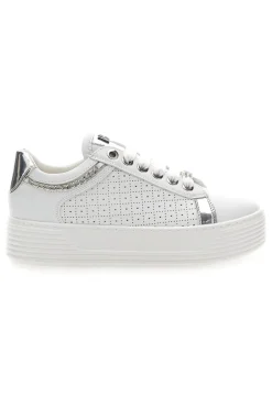 Sneakers Bianche con Tomaia Decorata e Platform 50251-MARIELLA BURANI Outlet