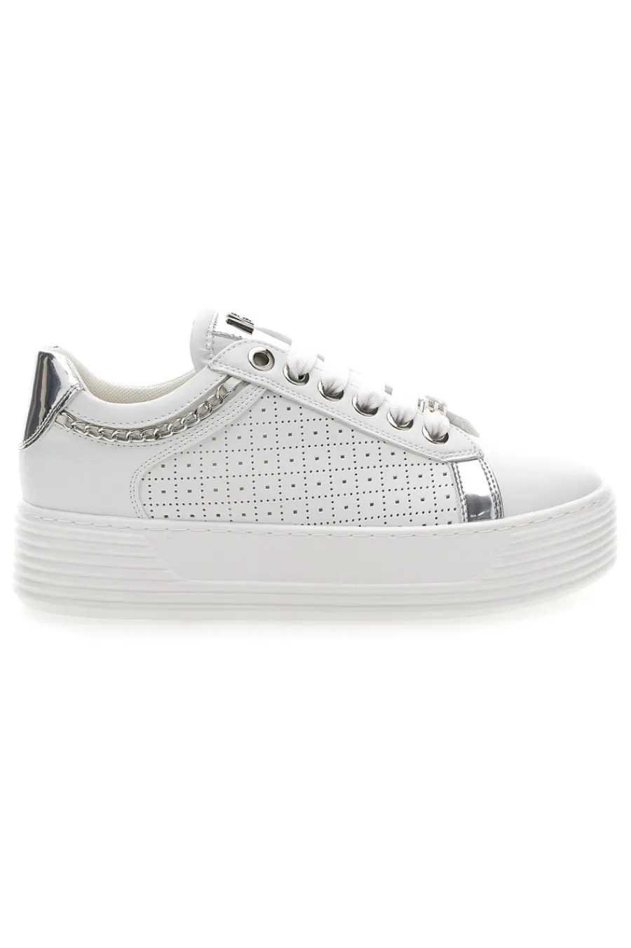 Sneakers Bianche con Tomaia Decorata e Platform 50251-MARIELLA BURANI Outlet