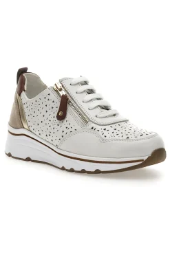 Sneakers Bianche con Tomaia in Pelle Traforata 21464GLAM-PRIMA RIGA Discount