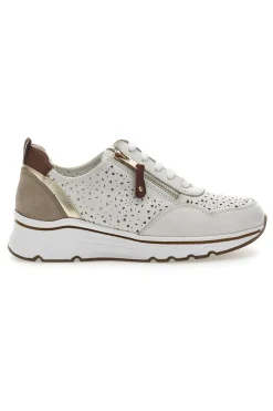 Sneakers Bianche con Tomaia in Pelle Traforata 21464GLAM-PRIMA RIGA Discount