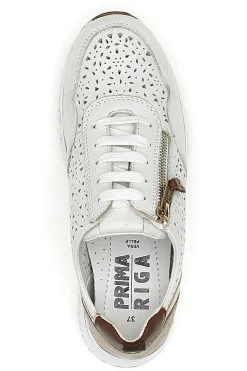 Sneakers Bianche con Tomaia in Pelle Traforata 21464GLAM-PRIMA RIGA Discount