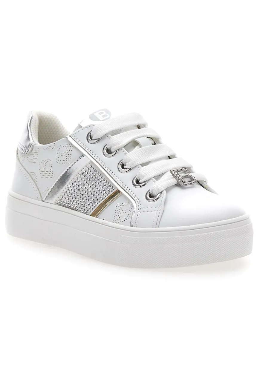 Sneakers Bianche con Tomaia Liscia e Dettagli Glitterati LAURA BIAGIOTTI L8327