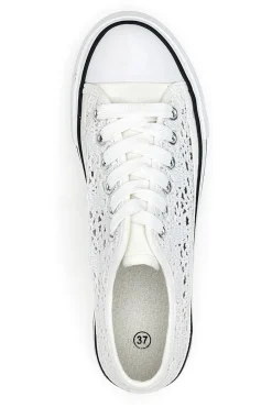 Sneakers Bianche Con Trama Ricamata e Flatform 108-ENERGY Outlet
