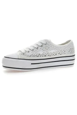 Sneakers Bianche Con Trama Ricamata e Flatform 108-ENERGY Outlet