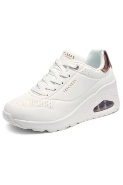 Sneakers bianche con zeppa e dettagli metallici UNO Wedge Hi Steps-SKECHERS New
