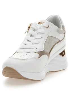 Sneakers bianche con zip e dettagli oro 488IN-INBLU Best
