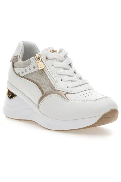 Sneakers bianche con zip e dettagli oro 488IN-INBLU Best
