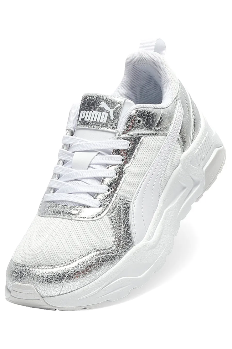 Sneakers bianche e argento in mesh Trinity 2 Lt Metallic Whisper-PUMA Discount