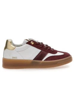 Sneakers bianche e bordeaux in pelle con dettagli oro Grace Made in Italy-PITTARELLO CAPSULE Hot
