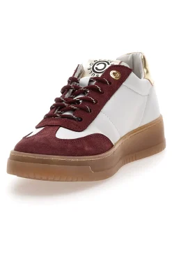 Sneakers bianche e bordeaux in pelle con dettagli oro Grace Made in Italy-PITTARELLO CAPSULE Hot