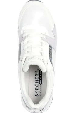 Sneakers bianche e grigie con Memory Foam Runway Posh Gal-SKECHERS