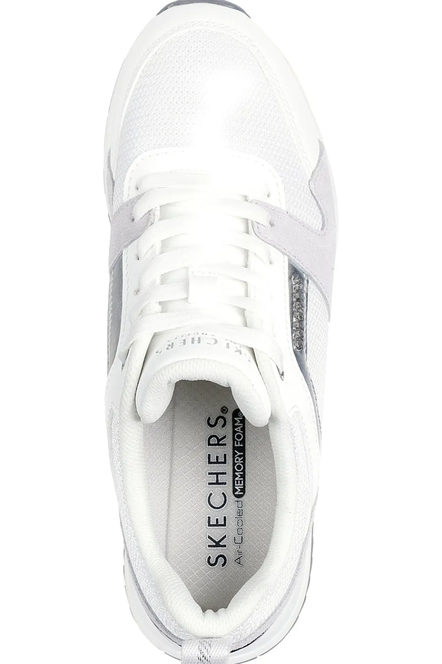 Sneakers bianche e grigie con Memory Foam Runway Posh Gal-SKECHERS