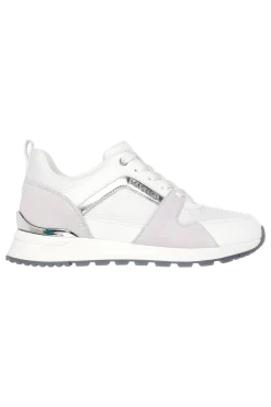 Sneakers bianche e grigie con Memory Foam Runway Posh Gal-SKECHERS
