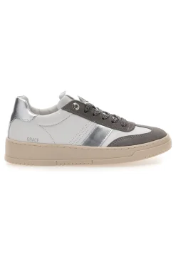 Sneakers bianche e grigie in pelle con dettagli argento Grace Made in Italy-PITTARELLO CAPSULE Discount