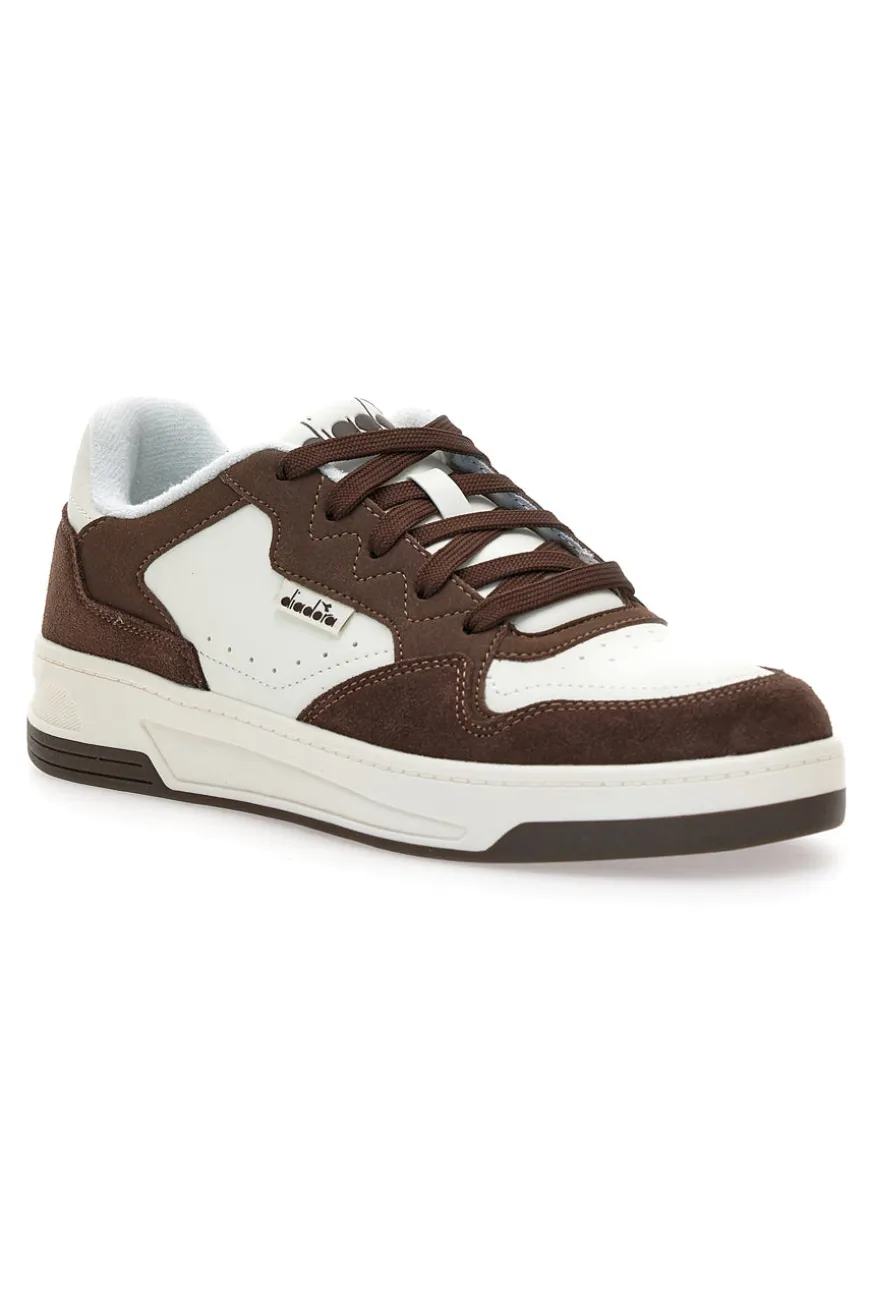 Sneakers bianche e marroni con inserti scamosciati Diadora Ginger S