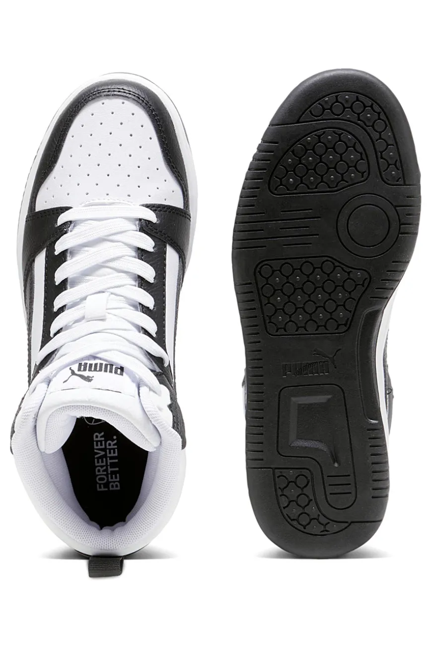 Sneakers bianche e nere mid-cut in materie sintetiche Puma Rebound V6 Mid Jr