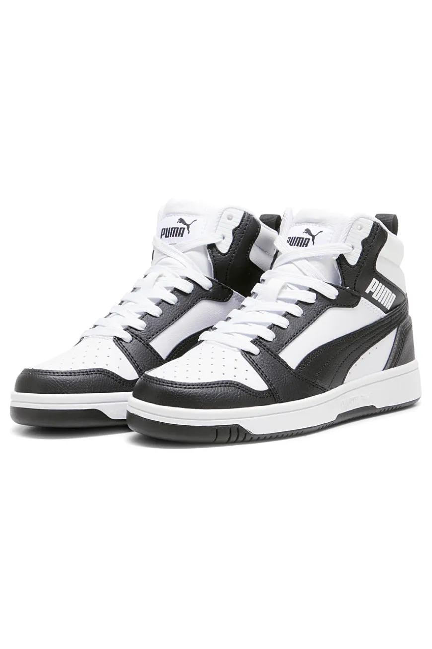 Sneakers bianche e nere mid-cut in materie sintetiche Puma Rebound V6 Mid Jr