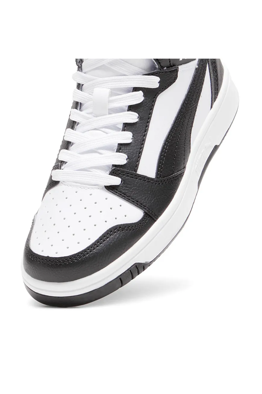 Sneakers bianche e nere mid-cut in materie sintetiche Puma Rebound V6 Mid Jr