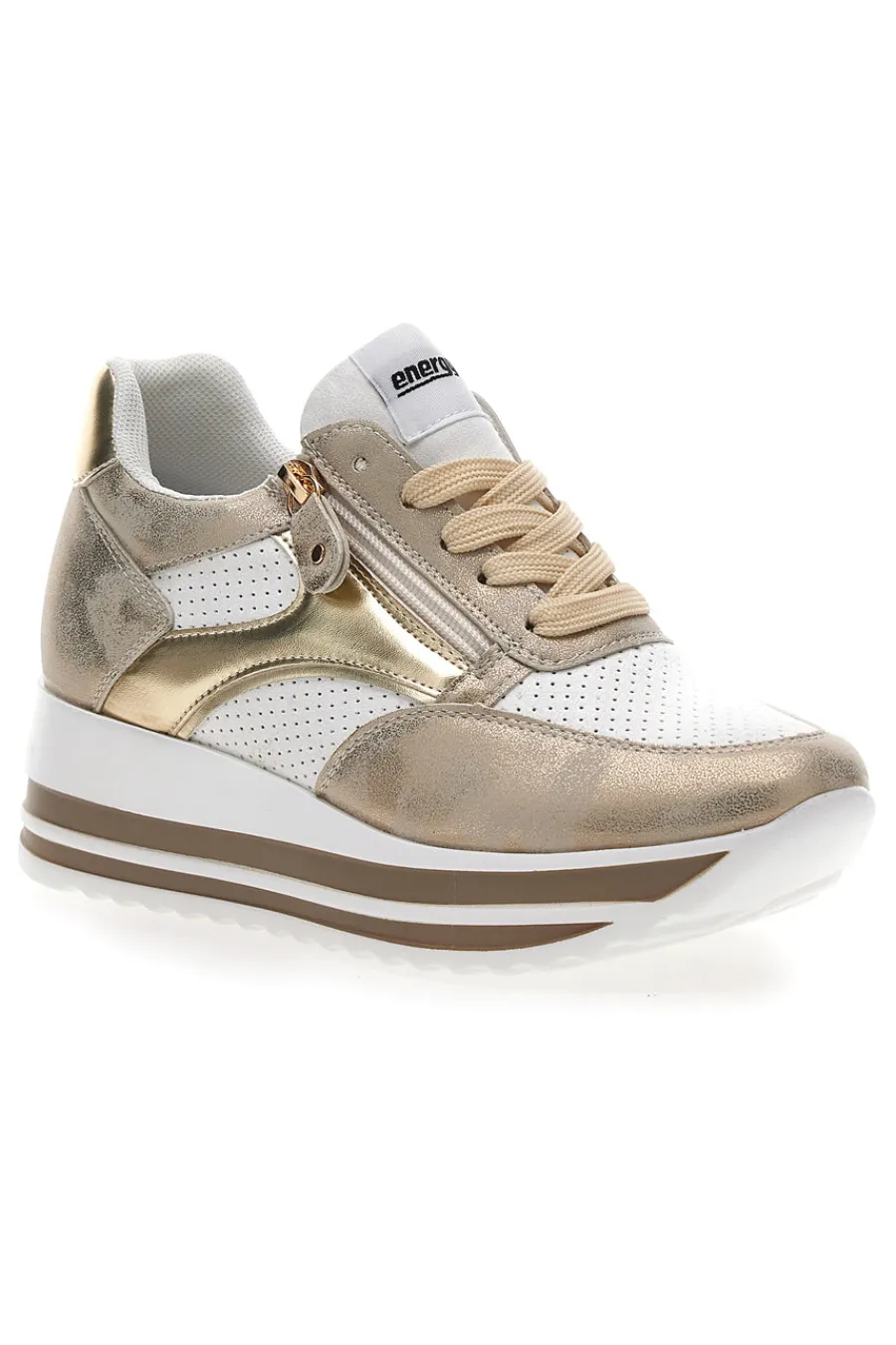 Sneakers Bianche e Oro Con Platform 40-ENERGY Clearance
